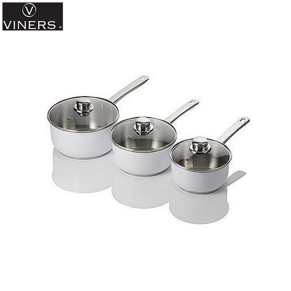 Viners Elements Stainless Steel 3 Piece Pan Set White Kitchen Accessory